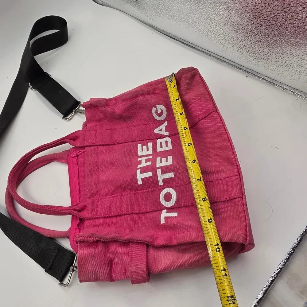 The Tote Bag Pink Canvas Crossbody Handbag Small Travel Satchel